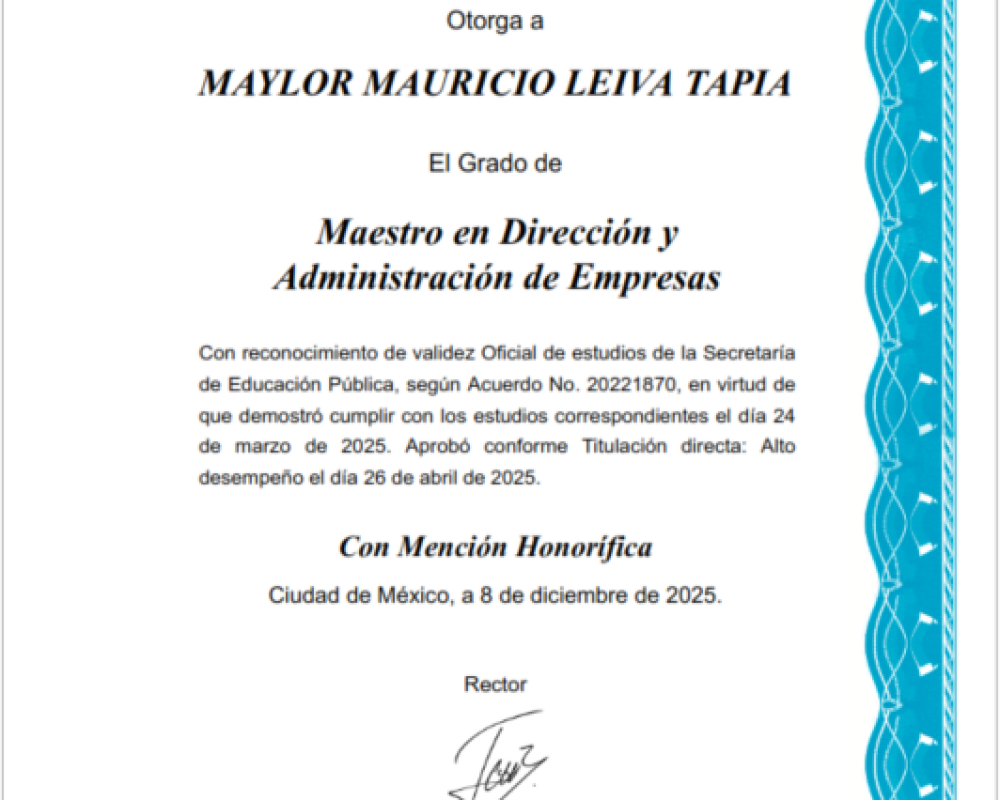 Titulo en Administración de Empresas